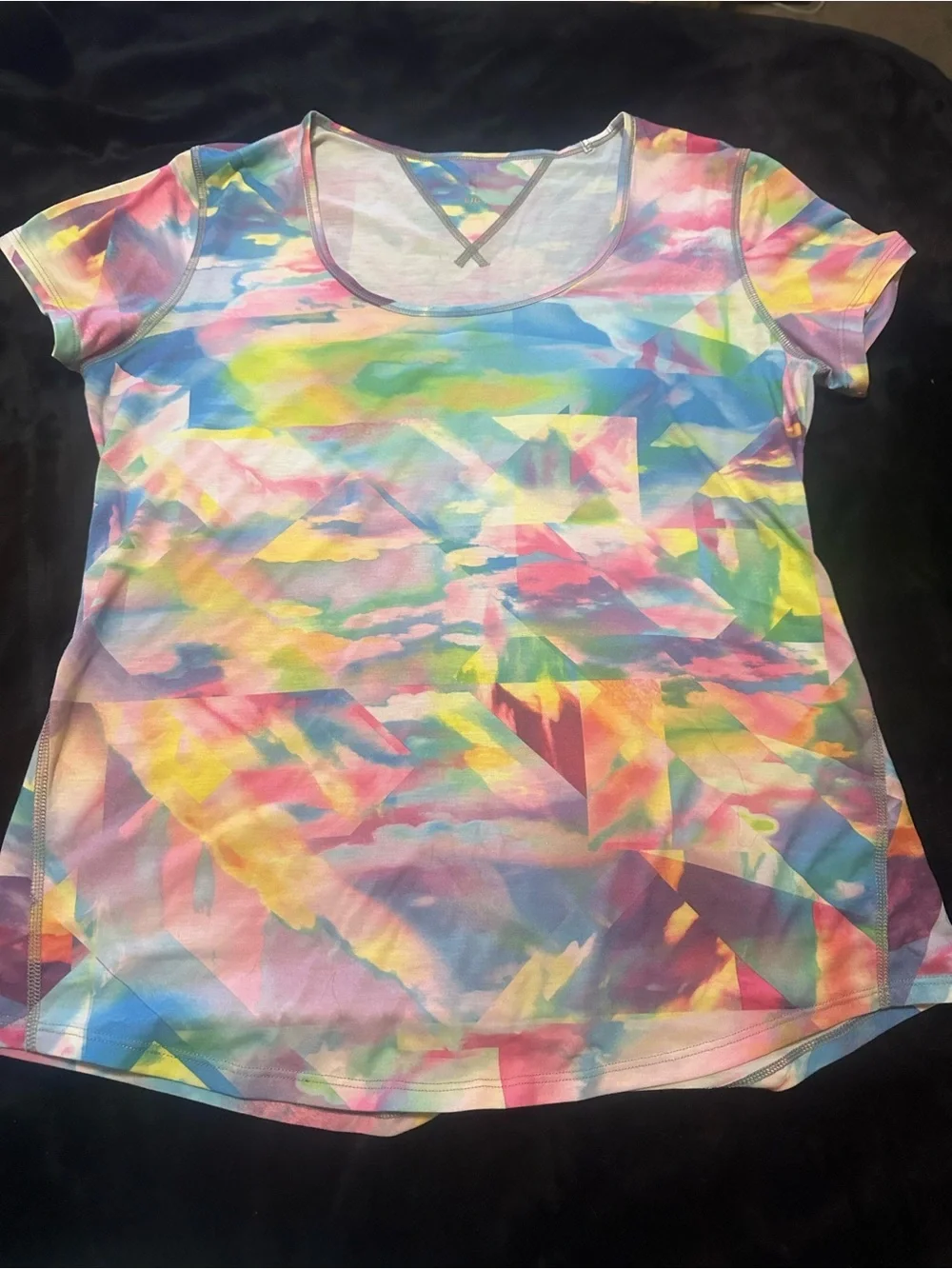 LUCY Brand  Multicolor Pastel Tie-Dye Crewneck Comfy Tee LARGE